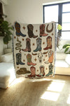 blanket - recycled cotton/acrylic - howdy cowgirl tapestry by calhoun & co.