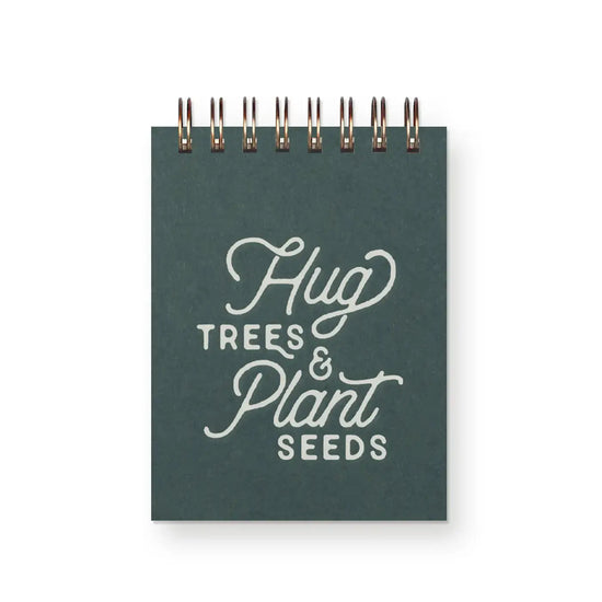 notebook - mini jotter - "hug trees..." - forest green by ruff house print shop