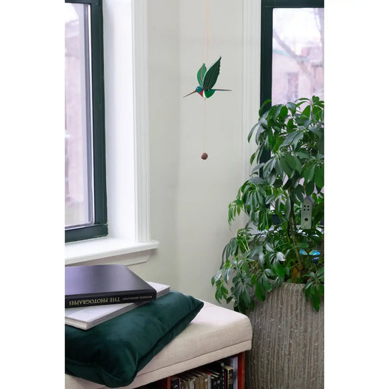 mobile - flying - hummingbird - green ruby throated by tulia's artisan gallery