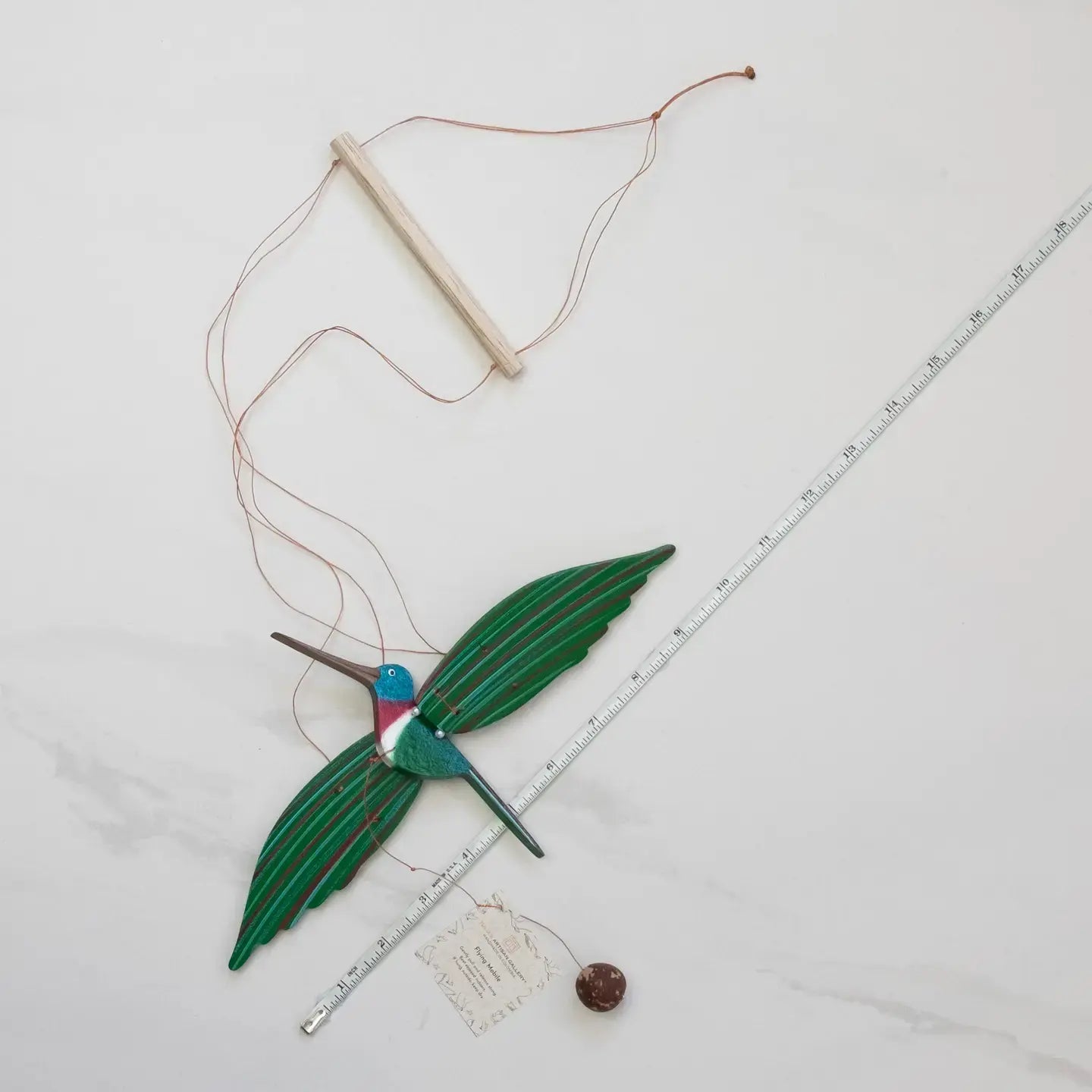 mobile - flying - hummingbird - green ruby throated by tulia's artisan gallery