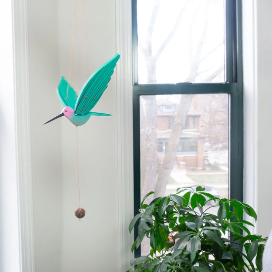 mobile - flying - hummingbird - pink anna's by tulia's artisan gallery