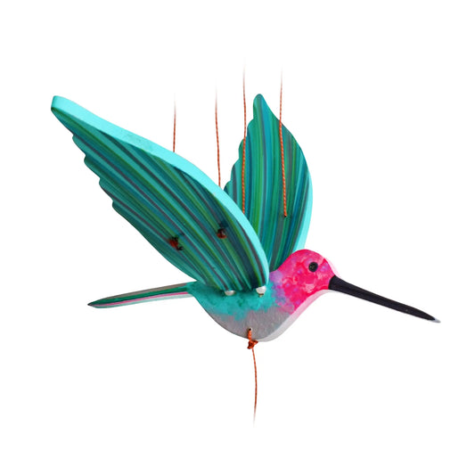 mobile - flying - hummingbird - pink anna's by tulia's artisan gallery