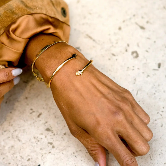 bracelet cuff - 24k gold plate - "i wanna hold your hand" by peter and june