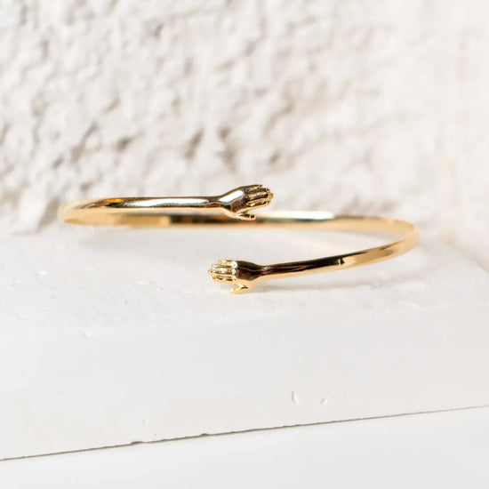 bracelet cuff - 24k gold plate - "i wanna hold your hand" by peter and june