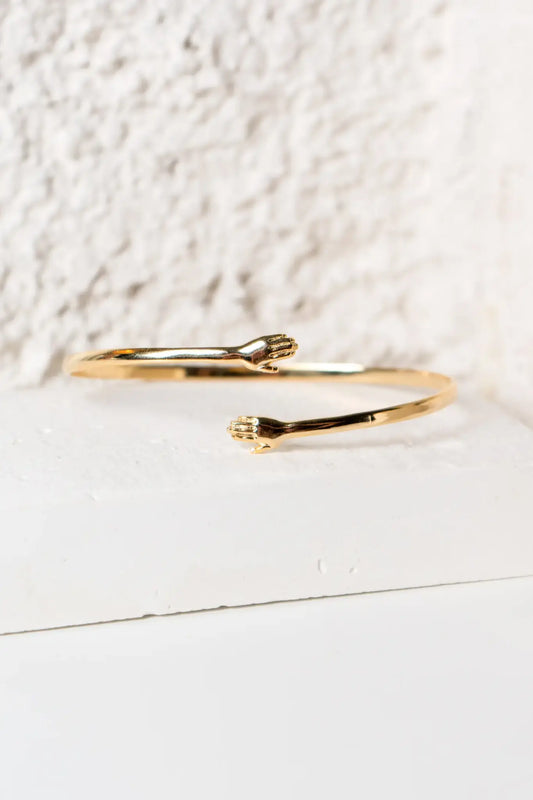 bracelet cuff - 24k gold plate - "i wanna hold your hand" by peter and june