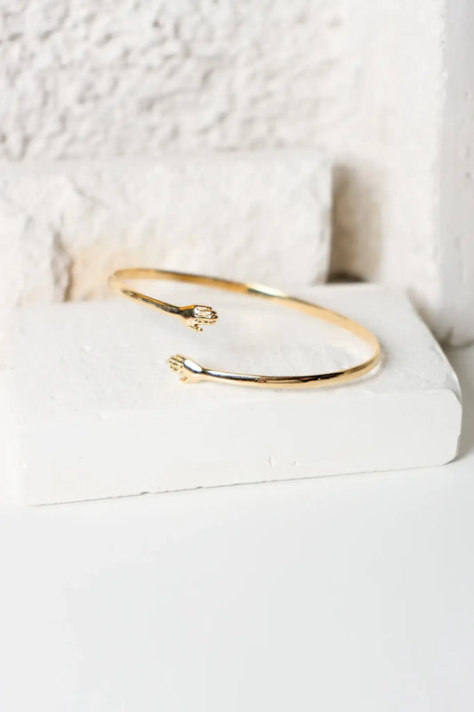 bracelet cuff - 24k gold plate - "i wanna hold your hand" by peter and june