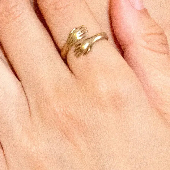 ring - raw brass adjustable - "hold your hand" - small by peter and june