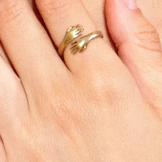ring - raw brass adjustable - "hold your hand" - small by peter and june