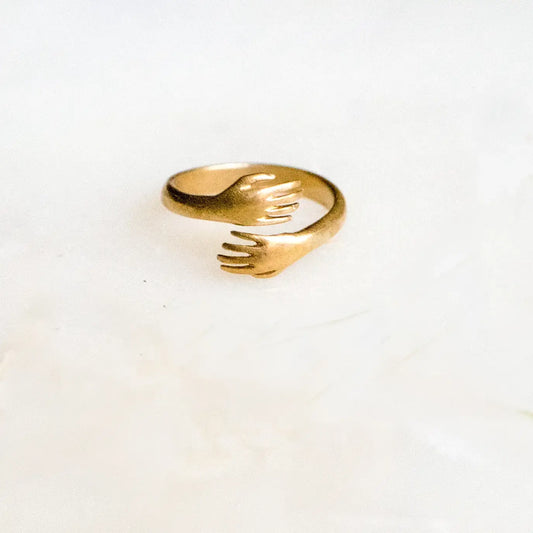 ring - raw brass adjustable - "hold your hand" - small by peter and june