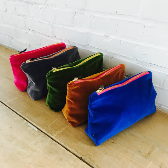 velvet zipper bag - makeup by erin flett