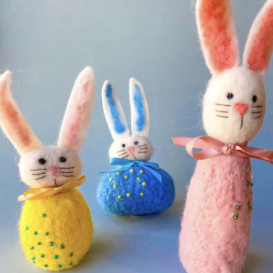 bunny - wool felt - beaded roly poly by one hundred 80 degrees