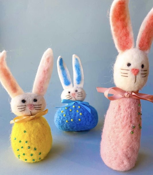 bunny - wool felt - beaded roly poly by one hundred 80 degrees
