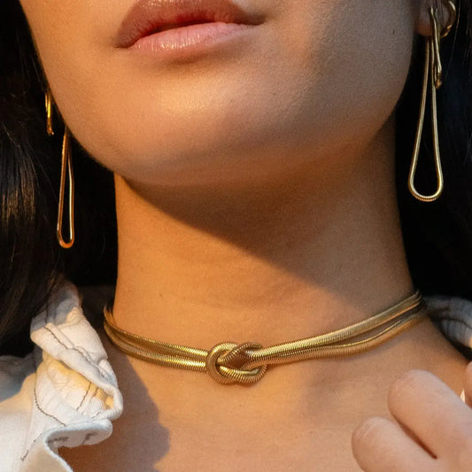 necklace - gold loop choker - 18kgp by peter and june
