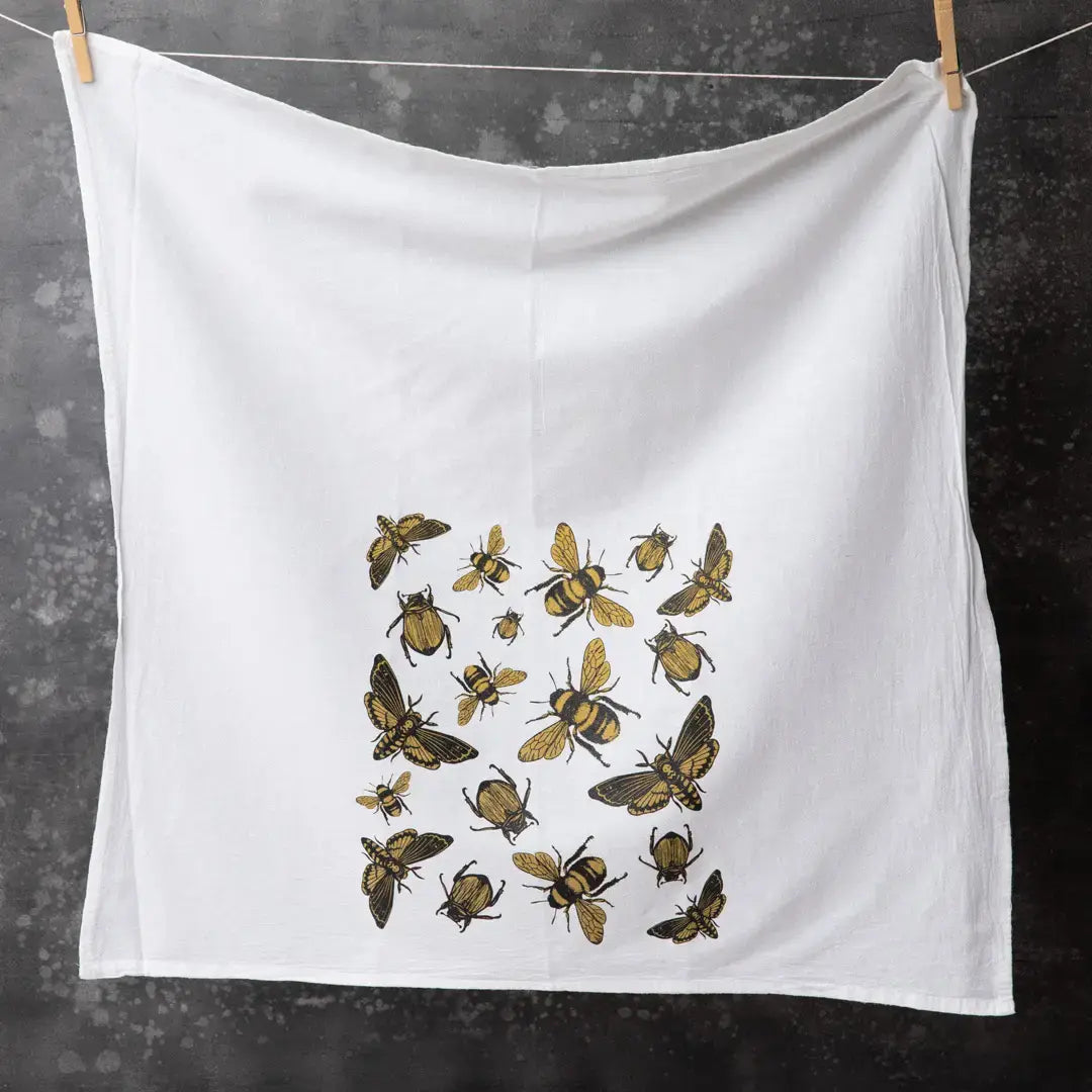 tea towel - flour sack - insect by counter couture