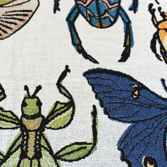 blanket - recycled cotton/acrylic - insects tapestry by calhoun & co.