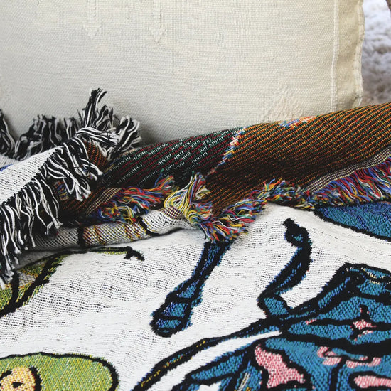 blanket - recycled cotton/acrylic - insects tapestry by calhoun & co.