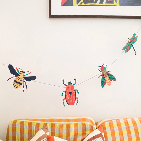 garland - recycled cotton paper - insects by east end press
