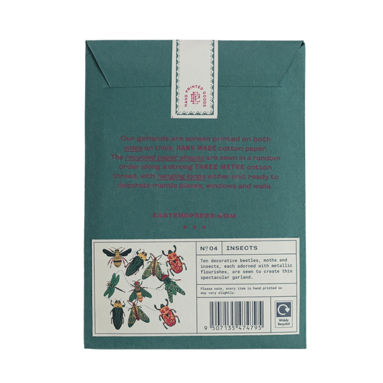 garland - recycled cotton paper - insects by east end press