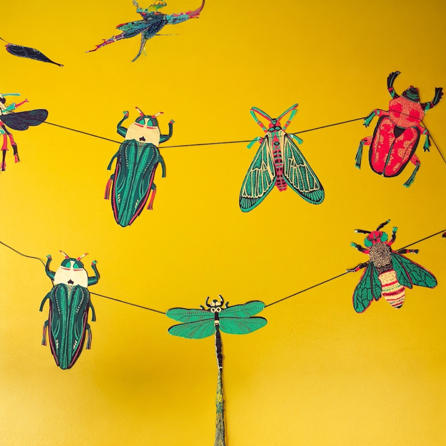 garland - recycled cotton paper - insects by east end press