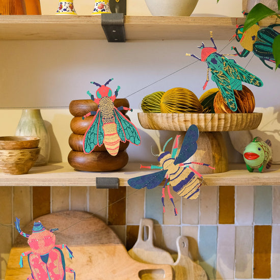 garland - recycled cotton paper - insects by east end press