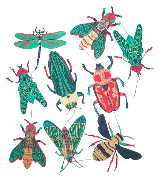 garland - vertical - recycled cotton paper - insects by east end press