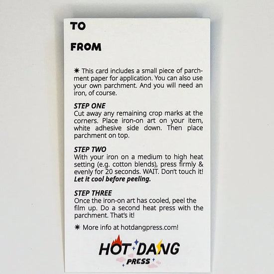 card - iron-on - i love you / heart face by hot dang press