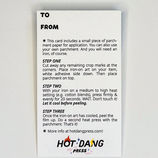 card - iron-on - i love you / heart face by hot dang press