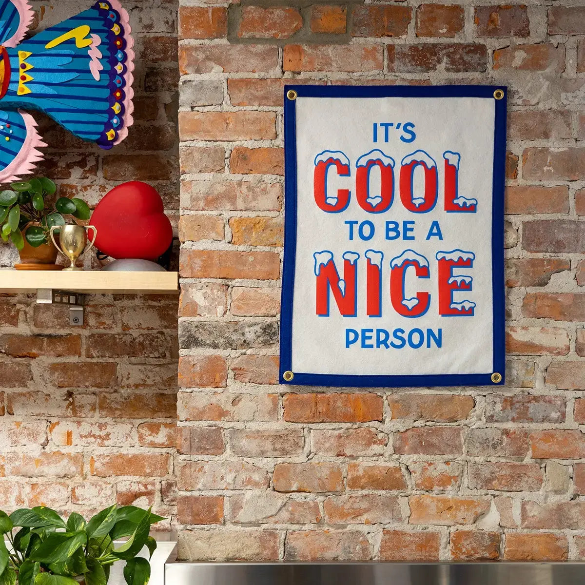 banner - camp flag - it's cool to be a nice person by oxford pennant