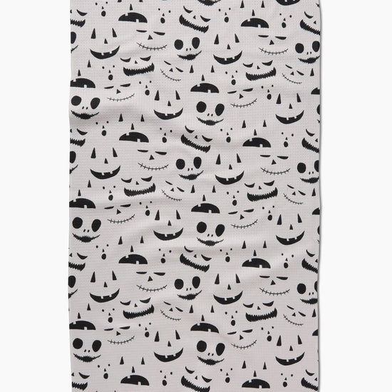 tea towel - microfiber halloween - jack o'lantern cream by geometry house