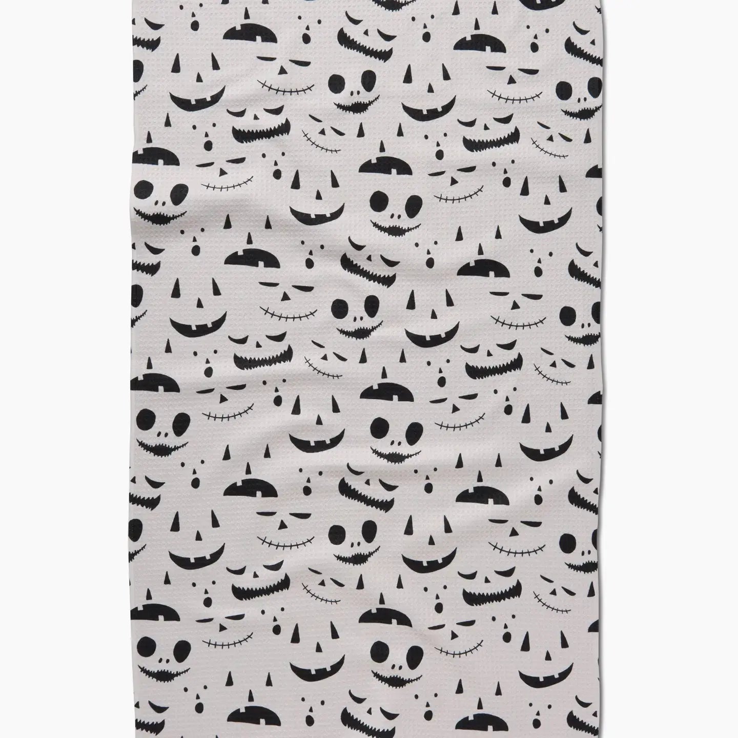 tea towel - microfiber halloween - jack o'lantern cream by geometry house