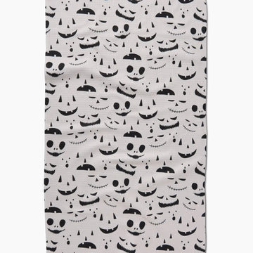 tea towel - microfiber halloween - jack o'lantern cream by geometry house