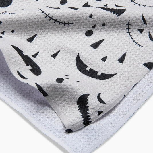 tea towel - microfiber halloween - jack o'lantern cream by geometry house