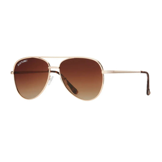 sunglasses - "jesse" - gold + gradient brown polarized lens by blue planet eyewear