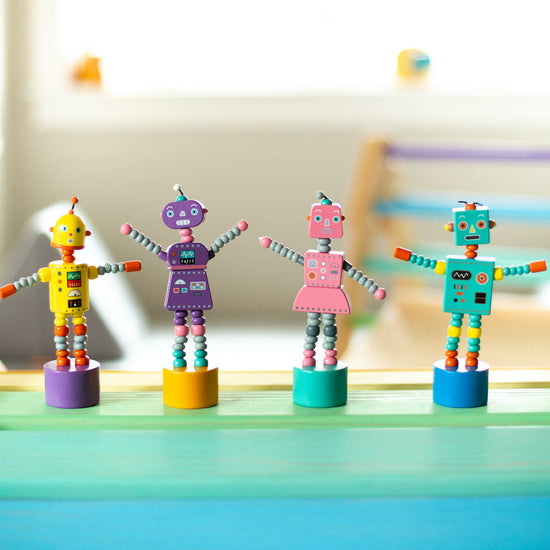 toy - push puppet - retro robots by jack rabbit creations