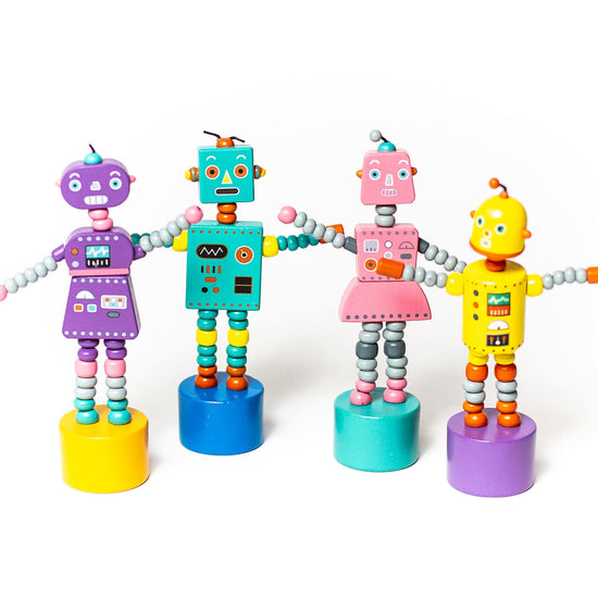 toy - push puppet - retro robots by jack rabbit creations