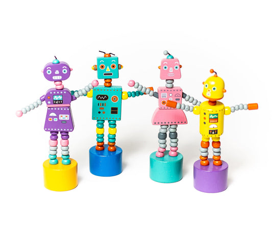 toy - push puppet - retro robots by jack rabbit creations