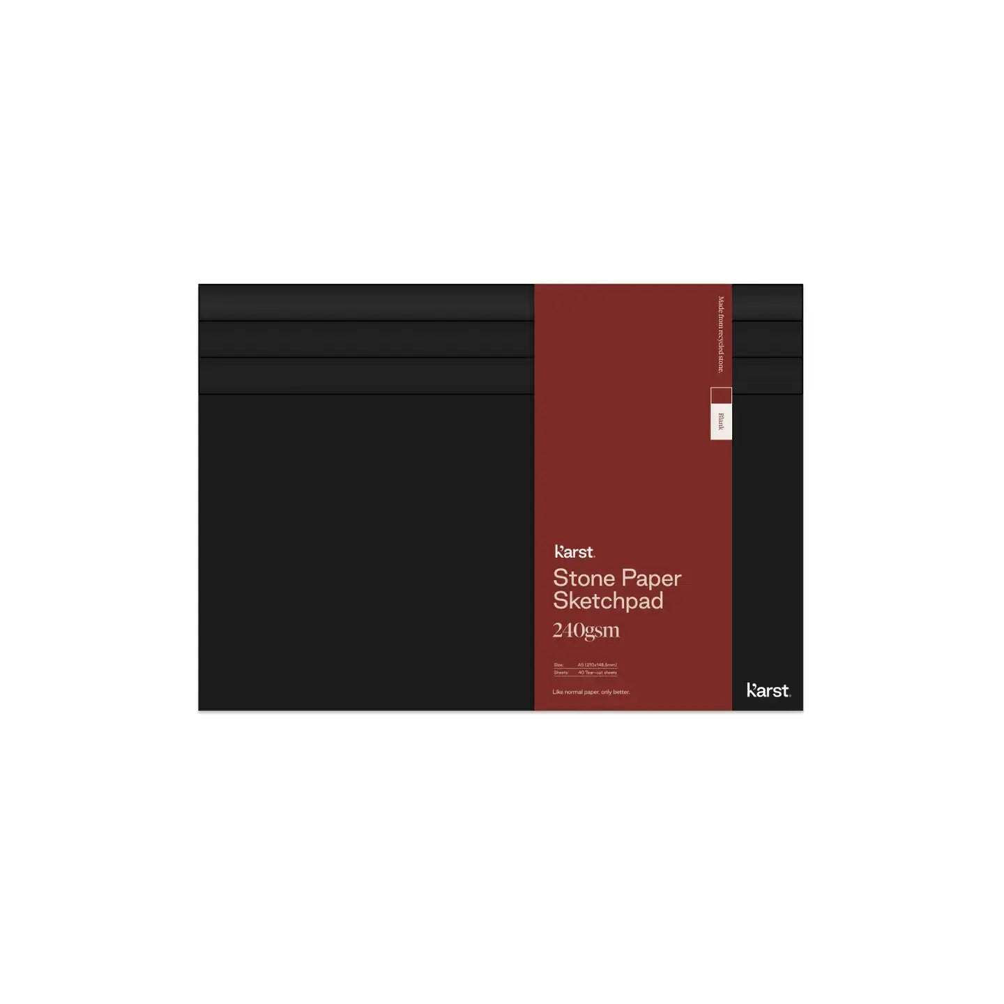 sketchpad - stone paper - a5 softcover - black/red band by ameico/karst