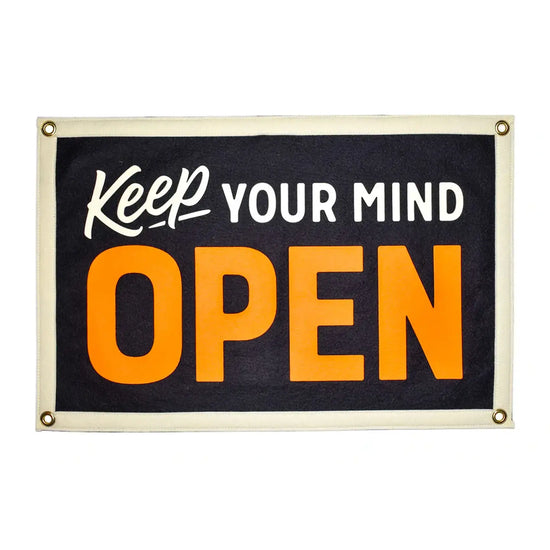banner - camp flag - keep your mind open by oxford pennant