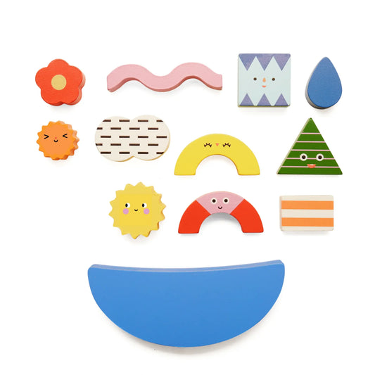 game - wooden shapes - teeter totter by kikkerland