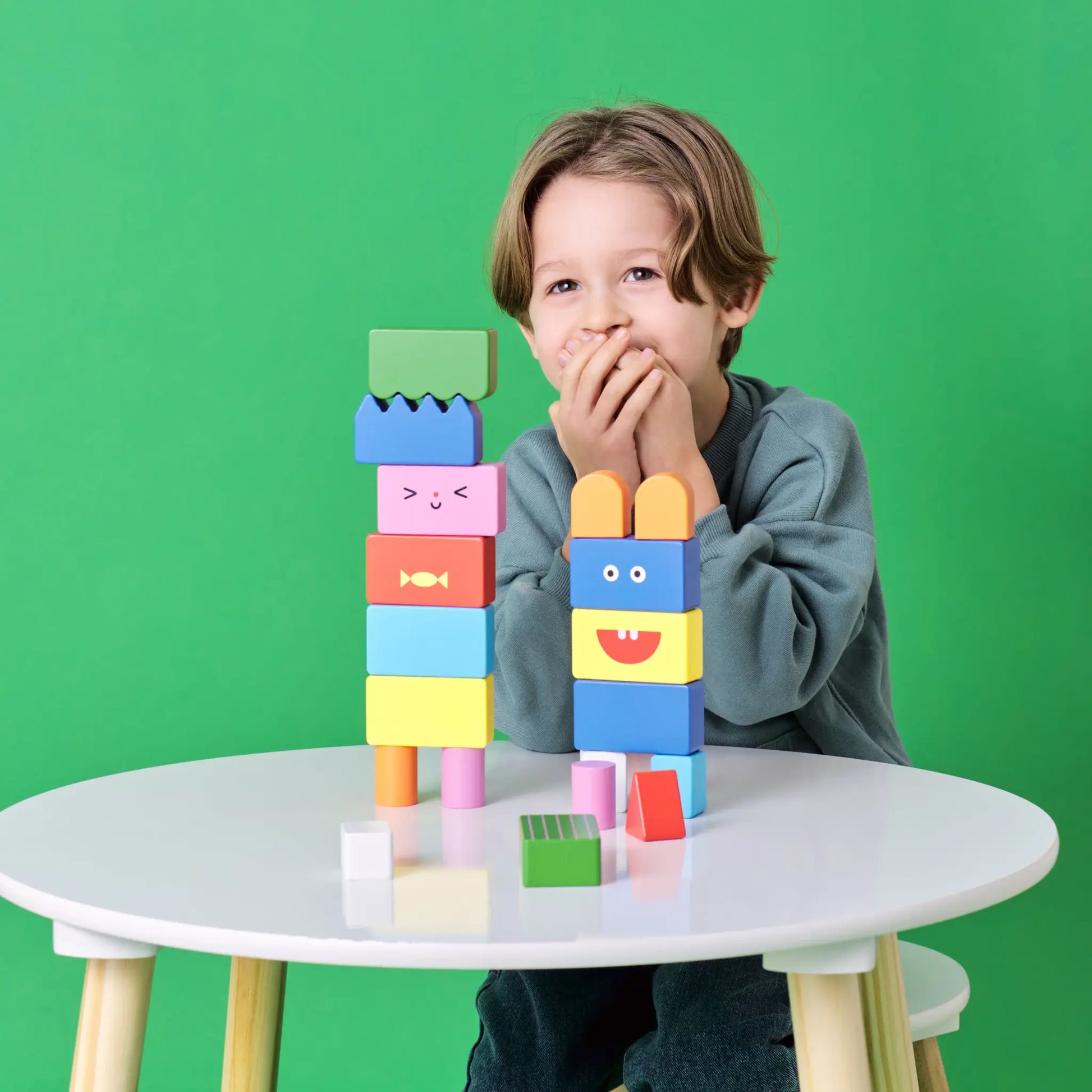 toy - wooden building blocks - stack & mix by kikkerland