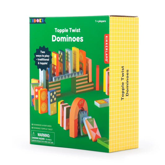 game - dominoes - topple twist by kikkerland