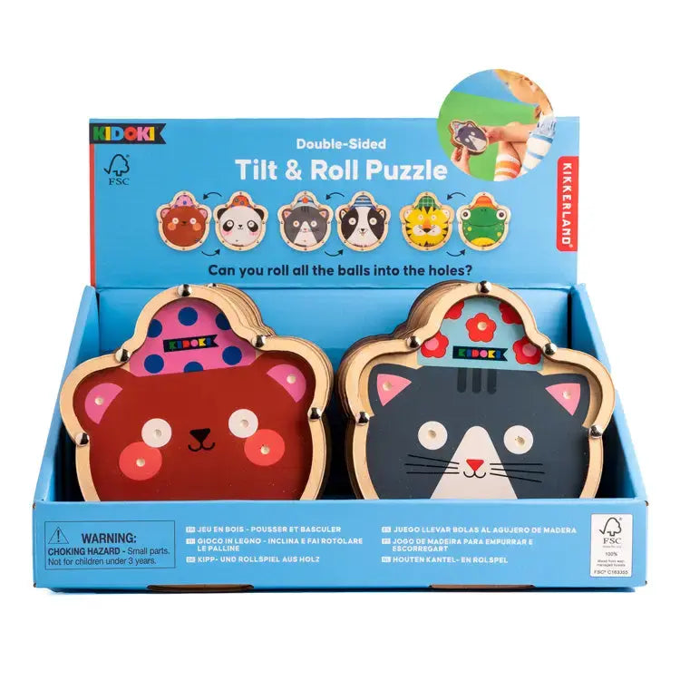 puzzle - tilt & roll - double-sided - animal shaped - assorted by kikkerland