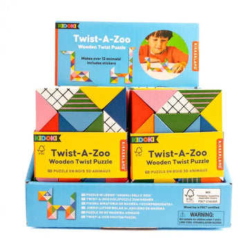 puzzle - wooden - twist-a-zoo - 3d animal by kikkerland