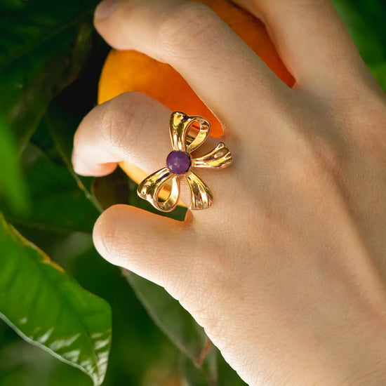ring - 18kgp - bow knot - aventurine by peter and june