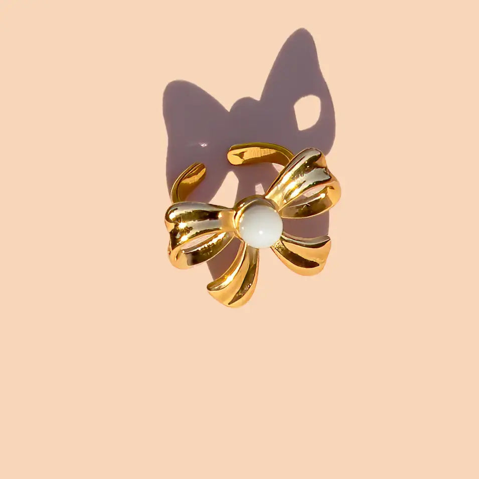ring - 18kgp - bow knot - aventurine by peter and june