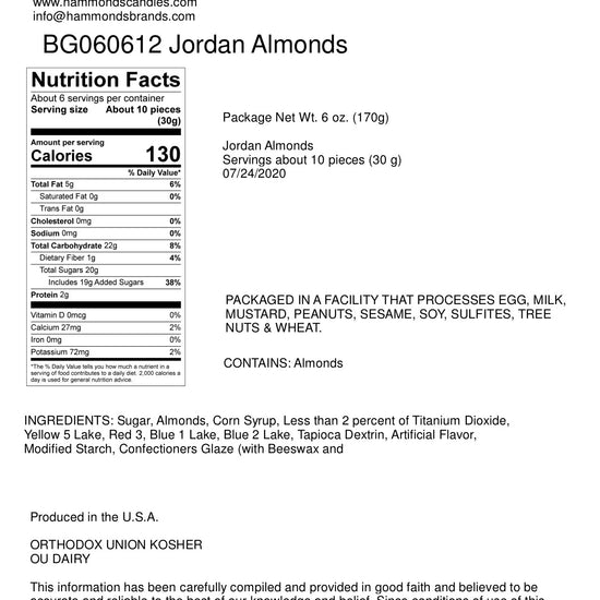 candy - jordan almonds - classic pastel by hammond's