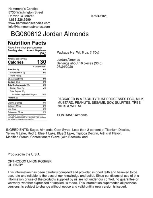 candy - jordan almonds - classic pastel by hammond's