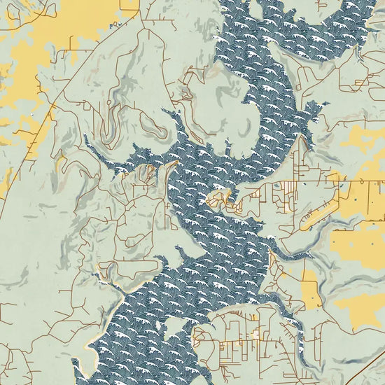 map print - 12x18 woodblock - oklahoma lakes by jace.design