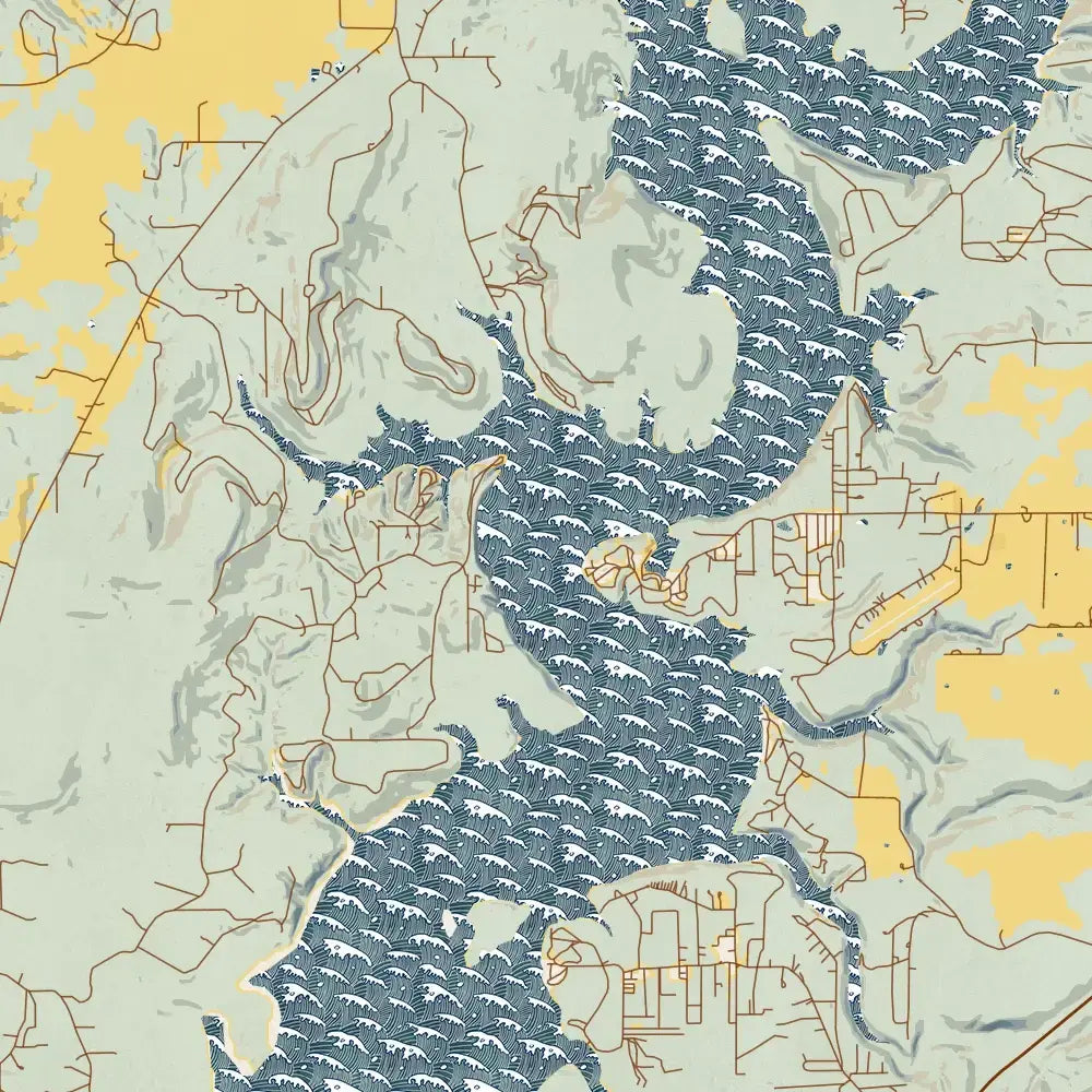 map print - 12x18 woodblock - oklahoma lakes by jace.design