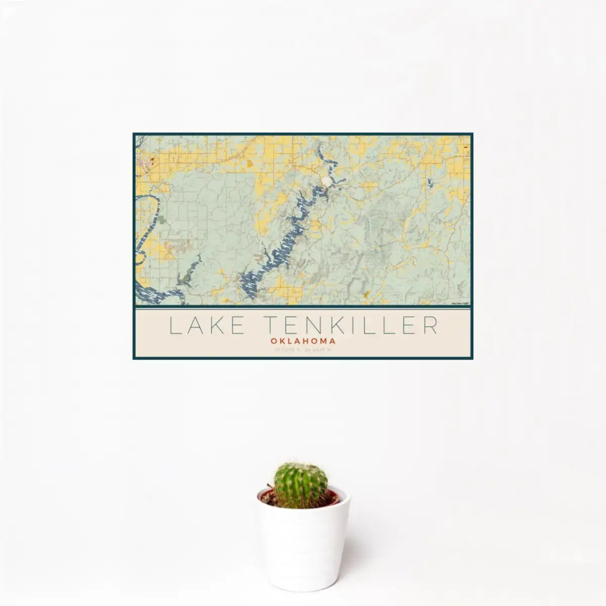map print - 12x18 woodblock - oklahoma lakes by jace.design